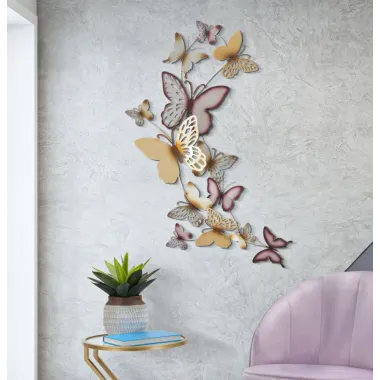 PANEL ŚCIENNY BUTTERFLIES ZŁOTO/BORDOWY 59,5X4X111,5 cm